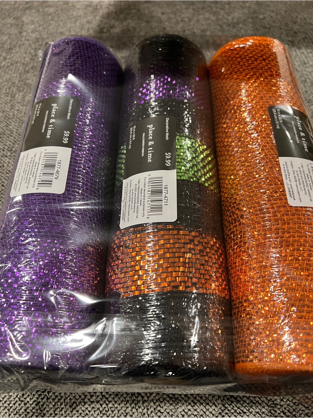 Place & Time Decorative Mesh Roll - Purple, Orange, Black